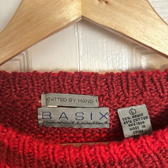 Fenn Wright & Manson Red Pink Striped Southwest 90s Sweater - Picture 3 of 7